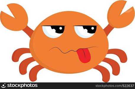A Red Crab with sad expression vector color drawing or illustration.