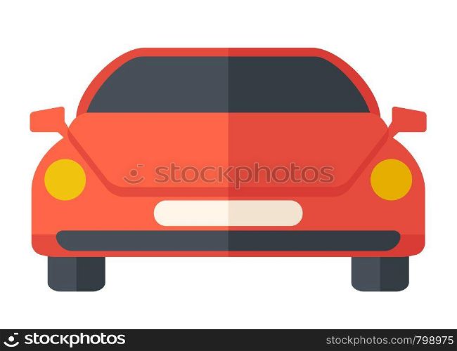 A red sports car. A Contemporary style. Vector flat design illustration isolated white background. Horizontal layout. Red sports car