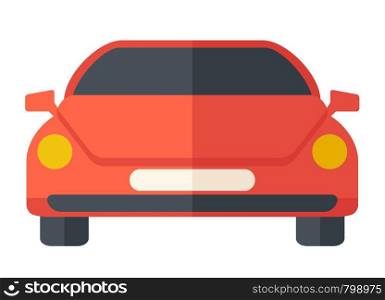 A red sports car. A Contemporary style. Vector flat design illustration isolated white background. Horizontal layout. Red sports car