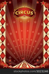 A retro circus poster with sunbeams for your entertainment.