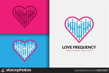 A romantic and abstract logo concept representing the frequency of love, with a minimalist heart shape.