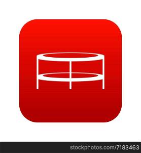 A round coffee table in simple style isolated on white background vector illustration. A round coffee table icon digital red