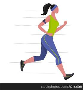 A running woman. Daily routine. A healthy way of life. Vector illustration in flat style