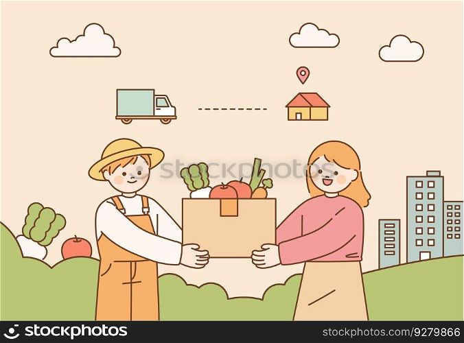 A rural farmer delivers local food directly Vector Image