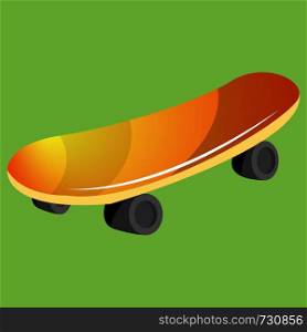 A Scatting pedal with wheels in orange color in green background vector color drawing or illustration.