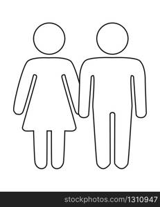 A schematic depiction of a hetero family couple man and woman with children, icon