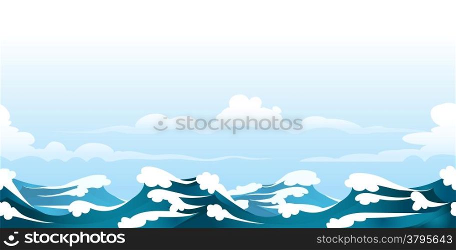 a seamless horizontal pattern with ocean waves