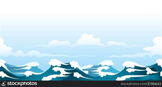 a seamless horizontal pattern with ocean waves