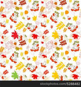 A seamless leaf and rowanberrys pattern vector background.