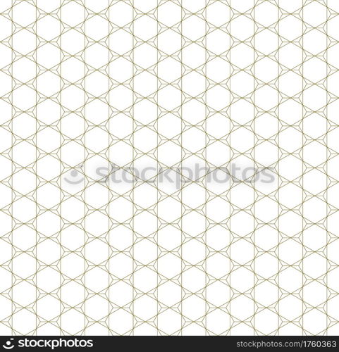 A seamless pattern based on elements of the traditional Japanese craft Kumiko zaiku. Thin lines of brown color.. Seamless traditional Japanese ornament Kumiko.Golden color lines.