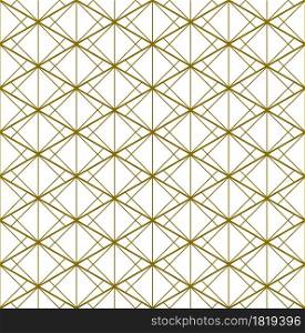 A seamless pattern based on elements of the traditional Japanese craft Kumiko zaiku.. Seamless traditional Japanese ornament Kumiko.Golden color lines.