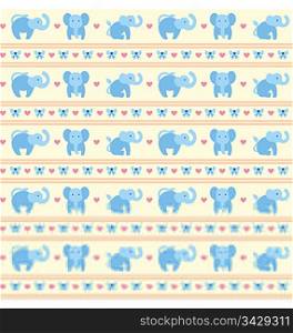 A seamless pattern of decorative pink elephants in many side view suitable for kids product.