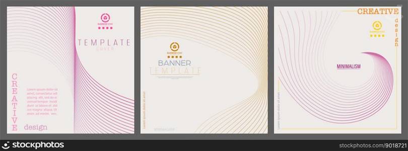 A set of backgrounds of symmetrical sinuous lines. Template for modern posters, posters, covers, postcards, business cards. Minimalist style for creative ideas and creative design