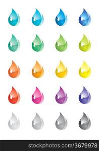 A set of colored drops