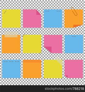 A set of colored office yellow stickers. A simple flat vector illustration isolated on a transparent background. With space for text or image. A set of colored office yellow stickers. A simple flat vector illustration isolated on a transparent background. With space for text or image.
