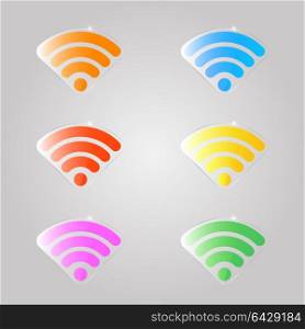 A set of colored signs for a wifi.. A set of colored signs for a wifi. Vector illustration .