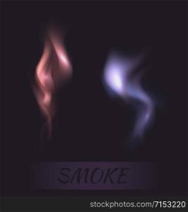 A set of colorful smoke on a dark background for your creativity
