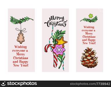 A set of cute Christmas illustrations. Christmas cookies and decorations.. A set of cute Christmas illustrations.