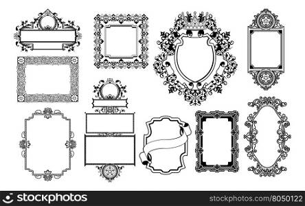A set of decorative frame graphic design elements