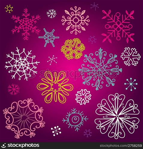 A Set of different cute Snowflakes