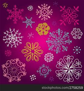 A Set of different cute Snowflakes