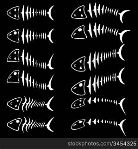 A set of fish skeletons. Vector illustration.