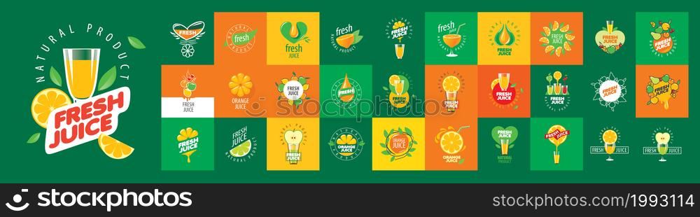 A set of Fresh vector logos on different colored backgrounds.. A set of Fresh vector logos on different colored backgrounds