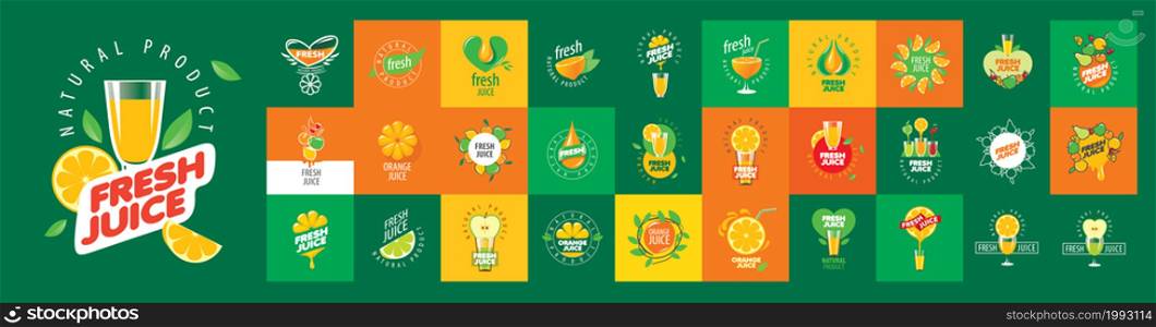 A set of Fresh vector logos on different colored backgrounds.. A set of Fresh vector logos on different colored backgrounds