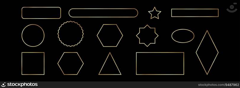 A set of geometric shapes in a golden outline.