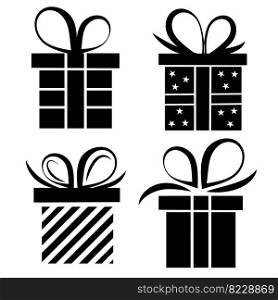 A set of gift boxes with a bow isolated on a white background. Design for Christmas, holidays, birthday, new year. Vector illustration . A set of gift boxes with a bow. vector 