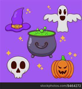 a set of halloween element icon collection, vector design illustration