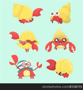 A set of hermit crab. 