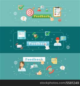A set of horizontal computer mobile feedback web infographic banners vector illustration