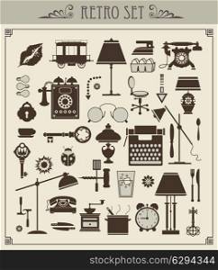 A set of isolated vector vintage objects