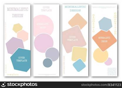 A set of layouts for the cover of a book, brochure, booklet or catalog with simple geometric elements. Poster, banner and creative interior template