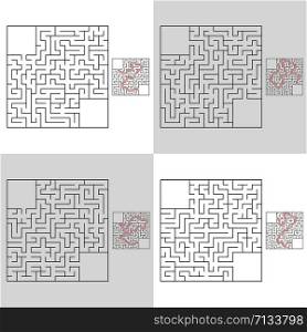 A set of mazes. Game for kids. Puzzle for children. Labyrinth conundrum. Flat vector illustration.