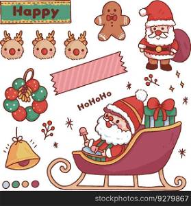 A set of merry christmas elements collection Vector Image