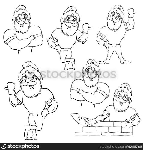 A set of pictures muscular Santa Claus in various poses.