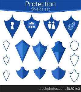 A set of protective shields on various topics. Information security and protection of the environment. Set of linear shields.