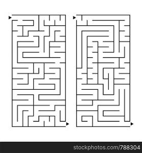 A set of rectangular simple labyrinths. An interesting game for children. Simple flat vector illustration isolated on white background.