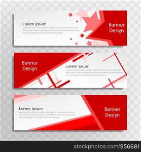 A set of red banner templates designed for the web and various headlines are available in three different designs.