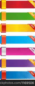 A set of sales banners of different colors