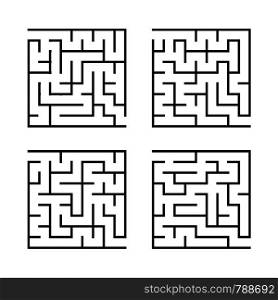 A set of square mazes for children. Simple flat vector illustration isolated on white background. A set of square mazes for children. Simple flat vector illustration isolated on white background.
