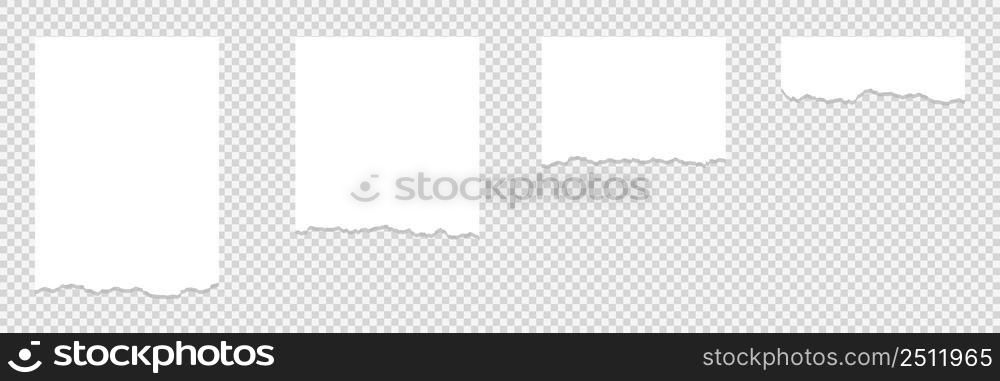 A set of torn sheets of paper. Torn sheets of paper with shadow. Vector illustration 