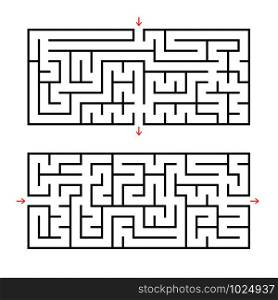 A set of two rectangular labyrinths. An interesting game for children. Simple flat vector illustration. A set of two rectangular labyrinths. An interesting game for children. Simple flat vector illustration.