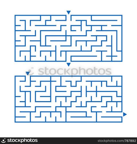 A set of two rectangular labyrinths. Simple flat vector illustration isolated on white background. Developmental game for children. A set of two rectangular labyrinths. Simple flat vector illustration isolated on white background. Developmental game for children.