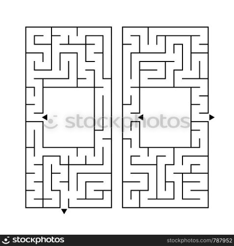 A set of two rectangular labyrinths. Simple flat vector illustration isolated on white background. With a place for your image. A set of two rectangular labyrinths. Simple flat vector illustration isolated on white background. With a place for your image.