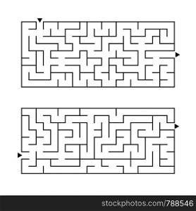 A set of two rectangular labyrinths. Simple flat vector illustration isolated on white background. Developmental game for children. A set of two rectangular labyrinths. Simple flat vector illustration isolated on white background. Developmental game for children.