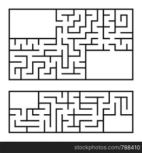 A set of two rectangular mazes with an entrance and an exit. Simple flat vector illustration isolated on white background. With a place for your image