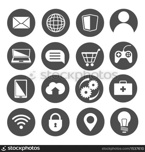 A set of universal, contour icons for the Internet and mobile platforms. Made in a modern flat style. Vector graphics isolated on white background.. A set of universal, contour icons for the Internet and mobile platforms